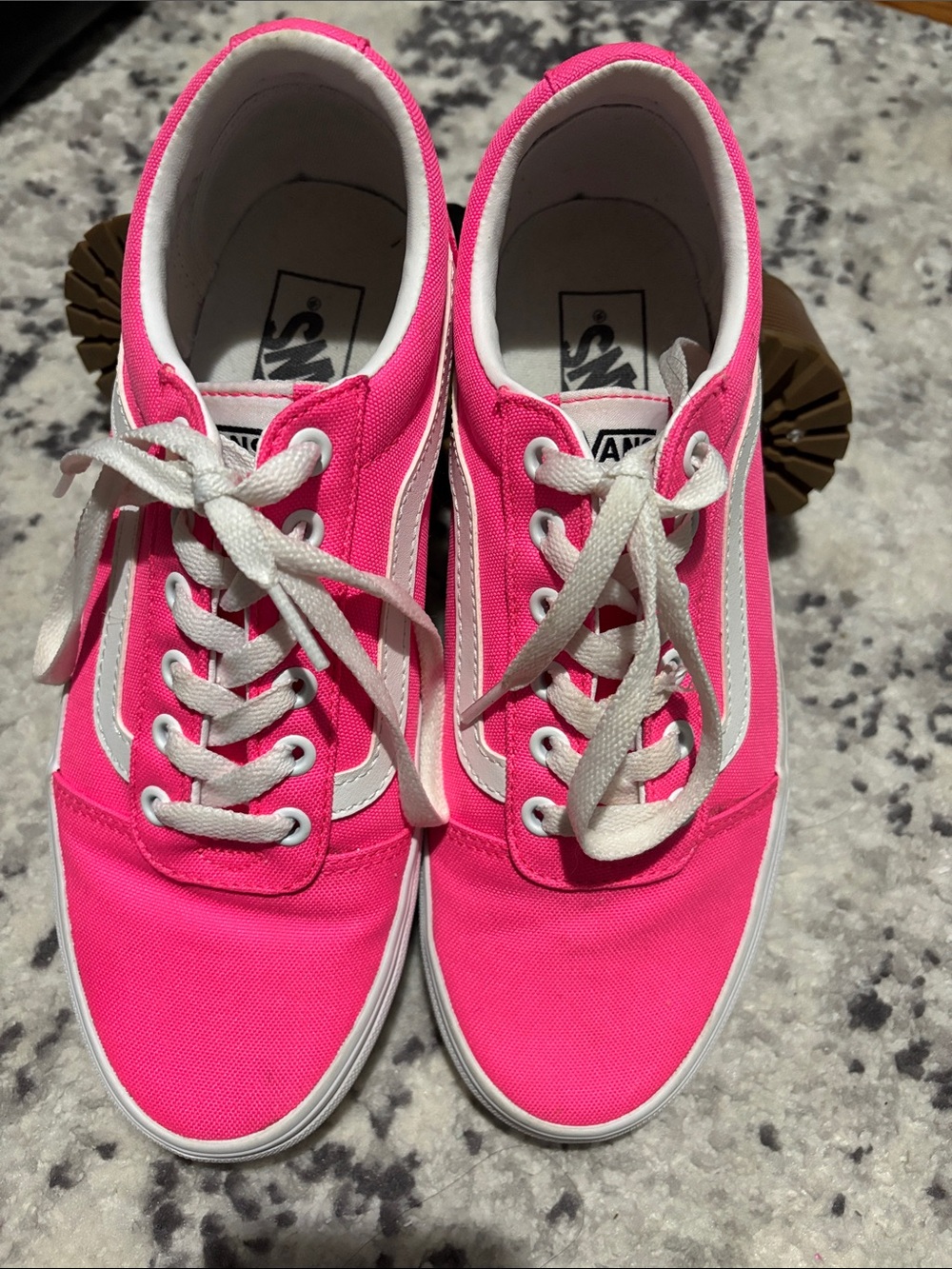 Vans Pink Canvas Old Skool Sneakers with White Stripe